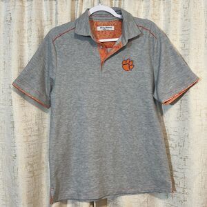 Tommy Bahama Island Zone Clemson Tigers Grey Polo‎ Cotton Blend Men’s Size Small